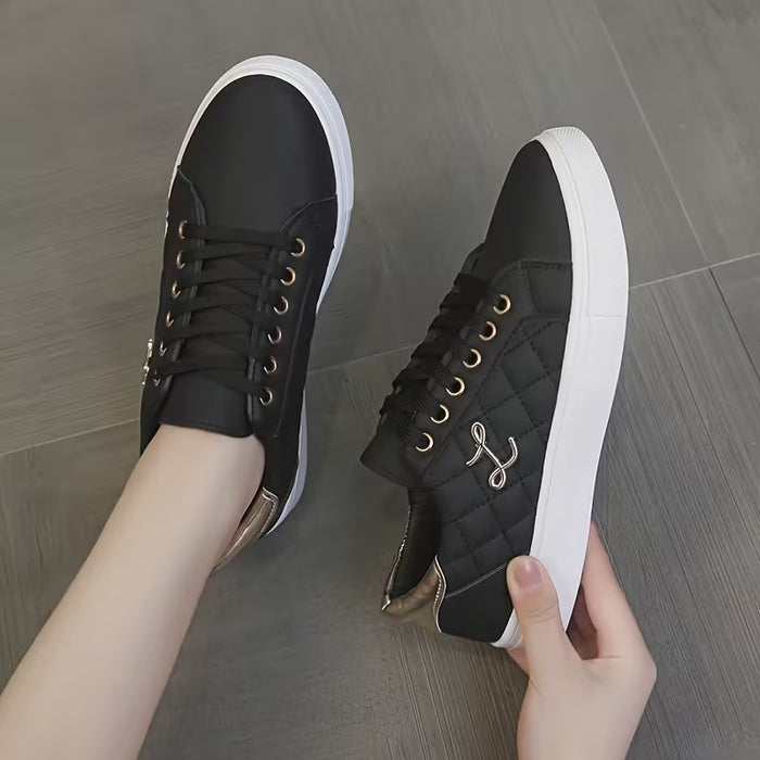 Zapatillas deportivas casuales de mujer | Parte superior baja, cierre con cordones