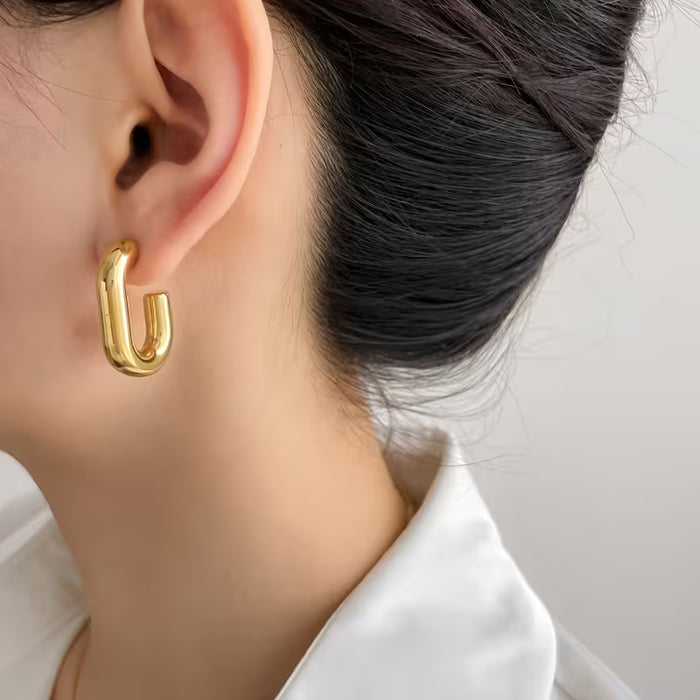 Un Par de Aretes Geométricos en Forma de U para Mujer, Simples y Elegantes