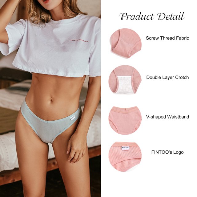FINETOO Ropa interior femenina de algodón suave y elástica, Paquete de 18