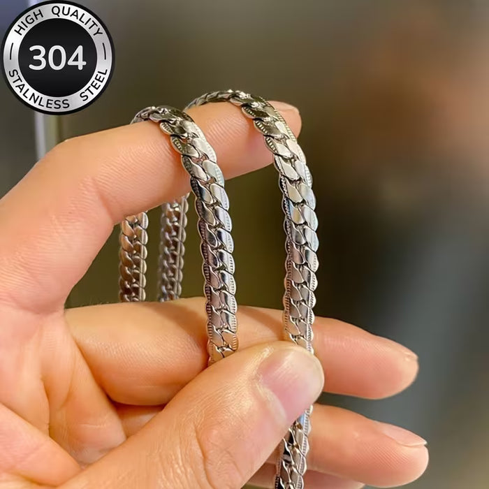 Collar de acero inoxidable 304 con relieve para hombre, hipoalergénico