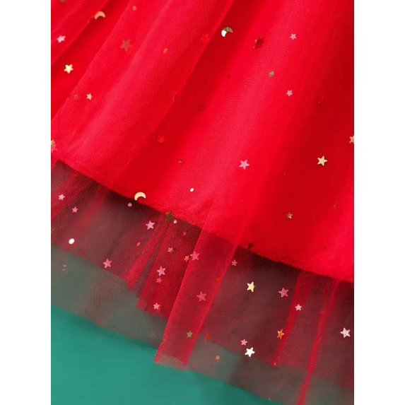 Vestido tutú navideño para niña, informal y esponjoso con lentejuelas