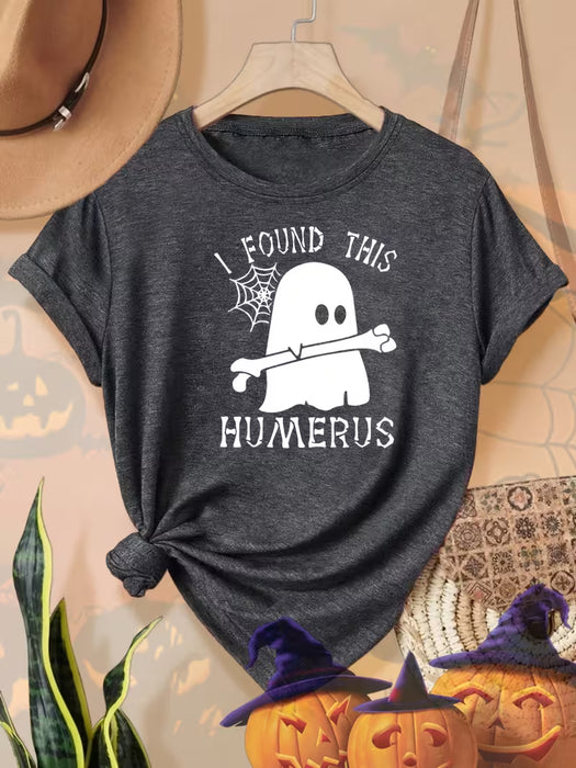 Camiseta Gráfica de Halloween para Mujer, Tejido Transpirable y Elástico