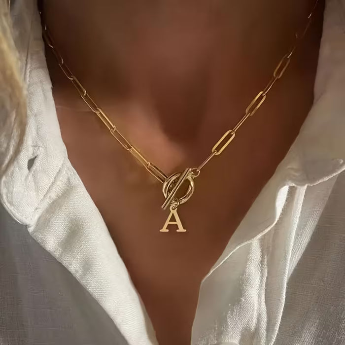 1 pieza de Collar de Cadena con Inicial A en Acero Inoxidable
