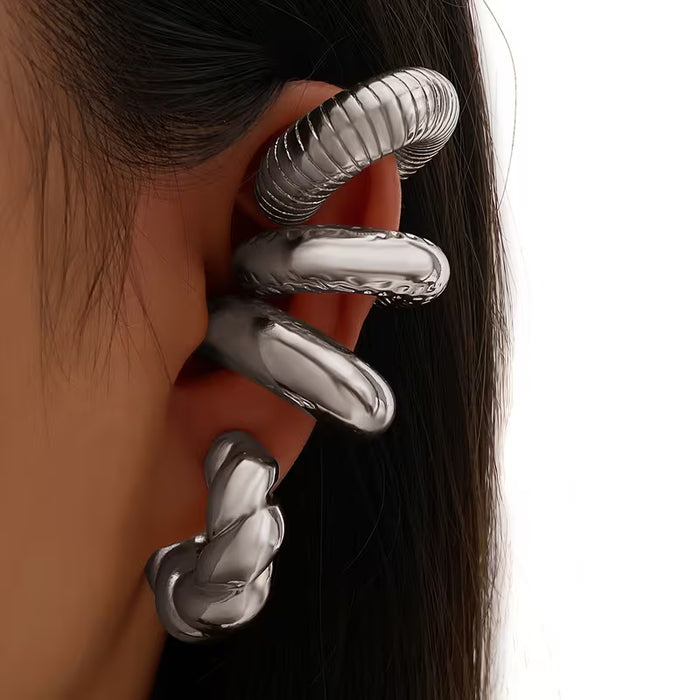Set de 4 pinzas para la oreja redondas doradas y plateadas, set de pinzas para la oreja de moda