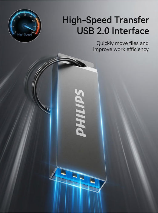 Memoria USB PHILIPS de aleación de zinc, disponible en múltiples capacidades de 128GB
