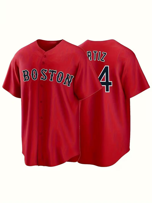 Camiseta de béisbol roja Boston #34 para hombres - Diseño clásico de bordado