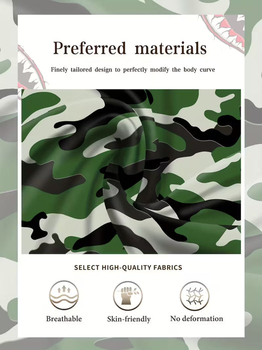 SHEIN Conjunto de 4 bóxers originales para hombre, con estampado de camuflaje, cintura elástica