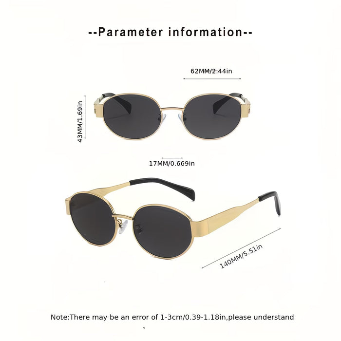 1 ud. Gafas de moda de verano para mujer, montura ovalada retro de metal dorado