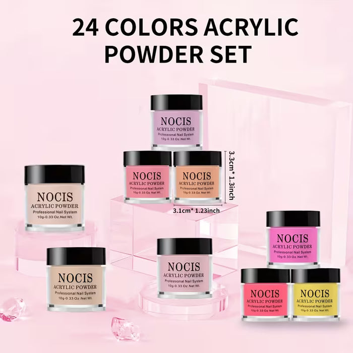 Set de Polvo Acrílico, 24 Colores de Polvo para Uñas Acrílicas, Sistema de Uñas Acrílicas de Colores