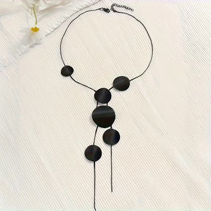 Collar de Cadena Hueso de Serpiente para Mujer con Colgante Geométrico Circular