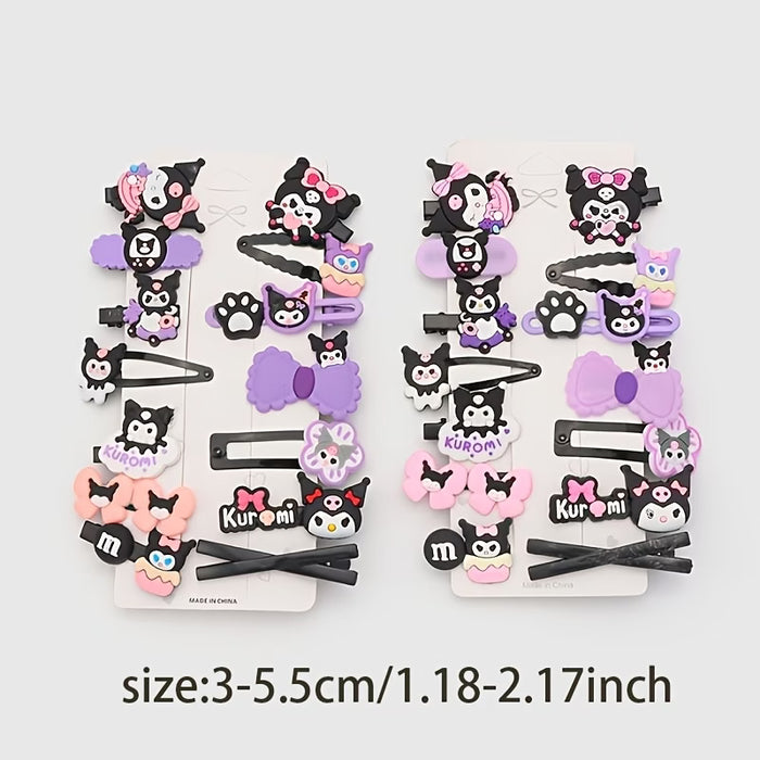Shein 14 piezas del lindo set de accesorios para el cabello de Kuromi de Sanrio
