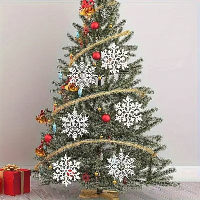 30 Piezas de Adornos Navideños de Copos de Nieve - Copos de Nieve Blanco