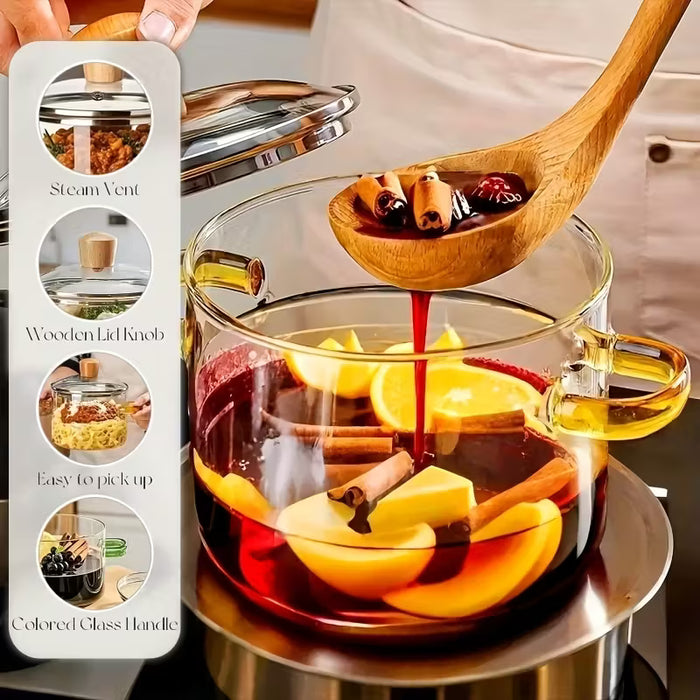 1 olla a baja temperatura de borosilicato resistente al calor con cubierta y doble asa