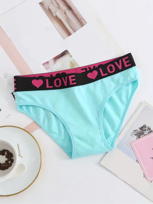Pack de 12 Bragas Transpirables con Estampado de Letras para Mujeres