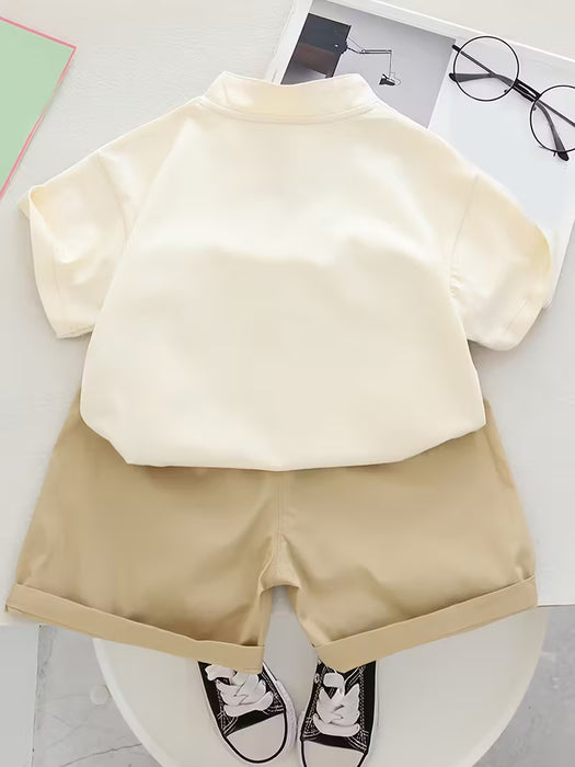 Conjunto de Ropa de Panda Chino - Pelele de Manga Corta con Botones y Pantalón