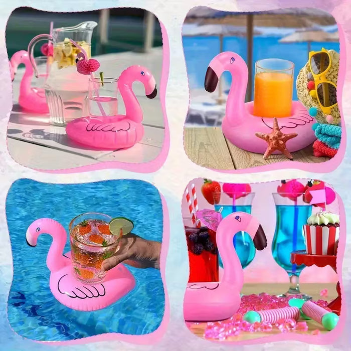 Posavasos inflables creativos de flamenco, posavasos flotantes para bebidas en agua