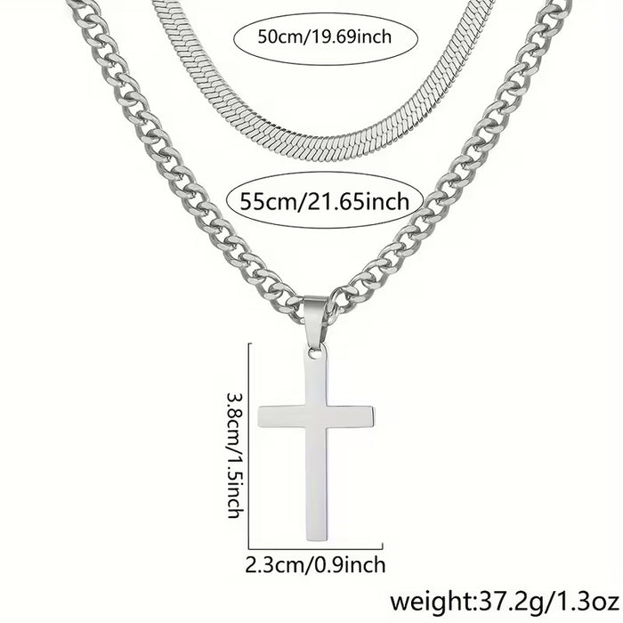 Collar de cruz de acero inoxidable de estilo Hip-Hop Punk Nooxian