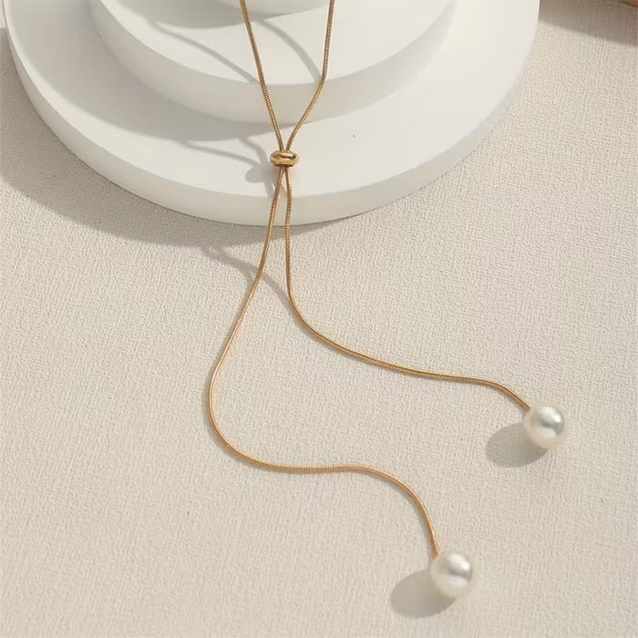 1pc Colgante Simple Cadena Larga Ajustable para Suéter