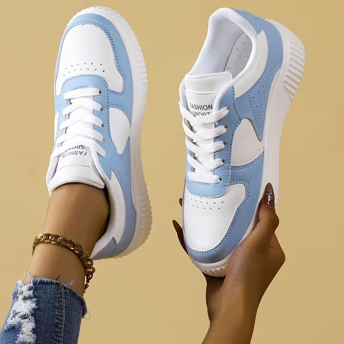Zapatillas informales y deportivas, unisex de dos tono, con cordones de punta baja