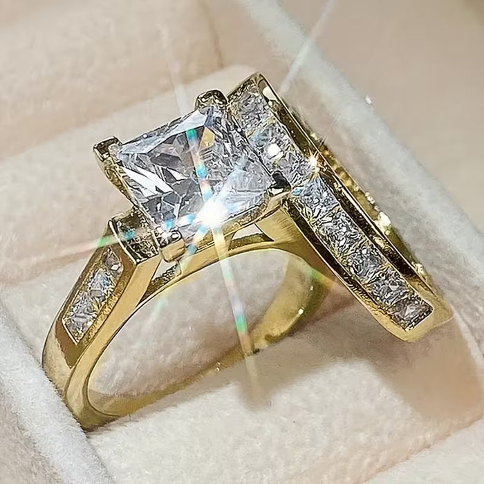 Juego de 2 Anillos de Compromiso Unisex con Zirconia Cúbica Sintética