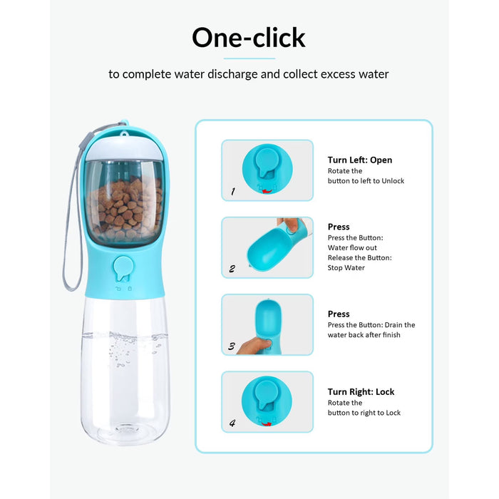 Botella de agua para perros HEJULIK 2 en 1, botella de agua portátil