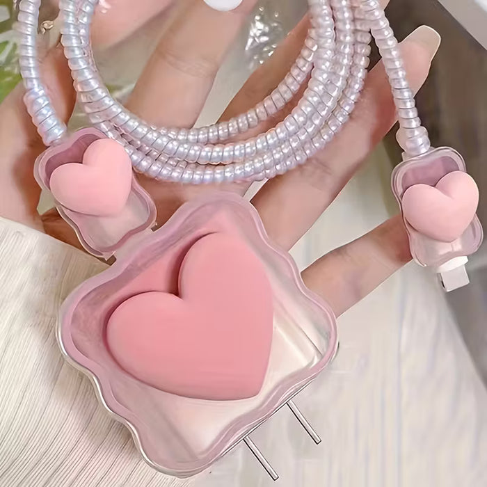 Un juego de 5 fundas protectoras florales para cables de cargadores de iPhone
