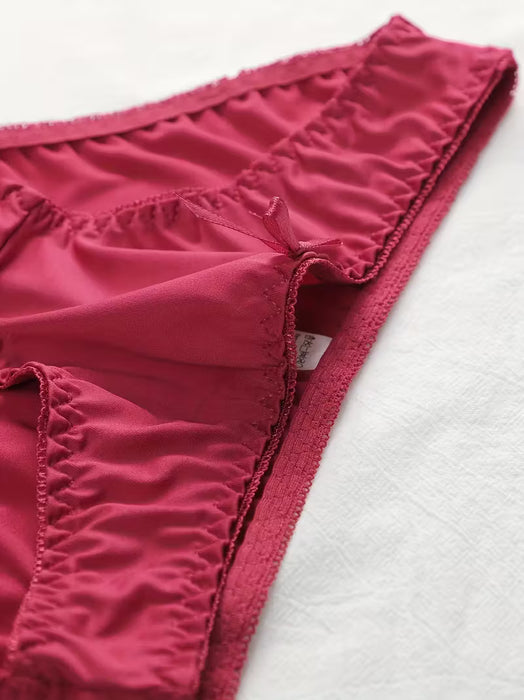 2 piezas de bragas de satén sólidas sin costuras, bragas íntimas elásticas