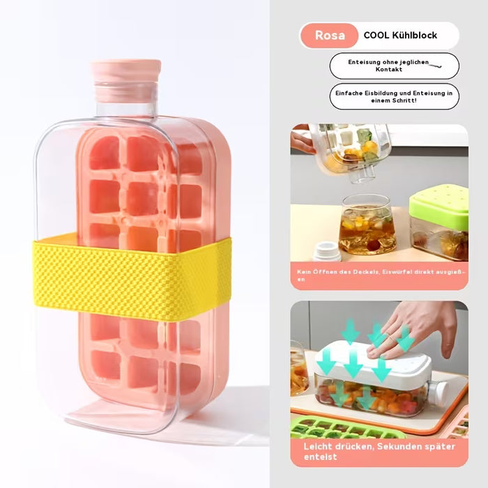 Molde de Hielo Cubo de Presión Sin Contacto de 800 ml con Tapa