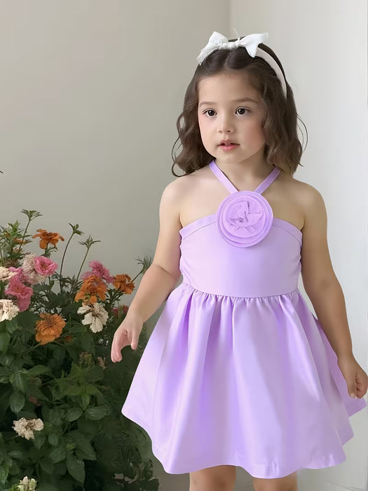 Vestido sin tirantes con cuello de tirante halter para niña, bonito y elegante