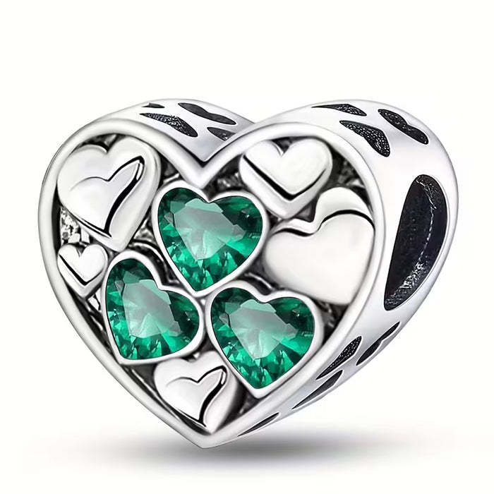 SHEIN 1 pieza de cuentas "Corazón a Corazón", cuentas plateadas de 925 con platería
