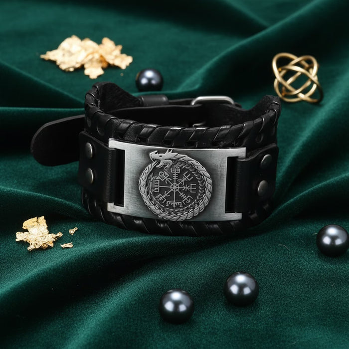 Brazalete de dragón chino retro con brújula y estilo pirata