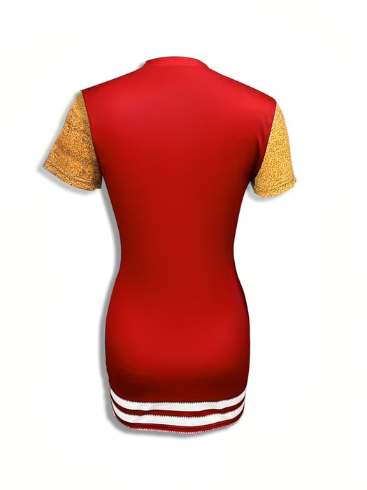 Vestido de manga corta con mangas de estampado de leopardo