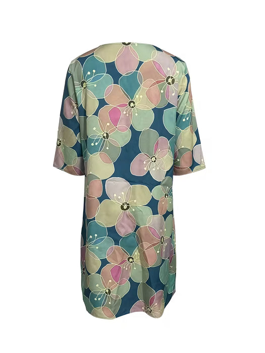 Vestido Casual Vintage de Manga Capucha y Cuello en V para Mujer, Ideal para Primavera y Verano