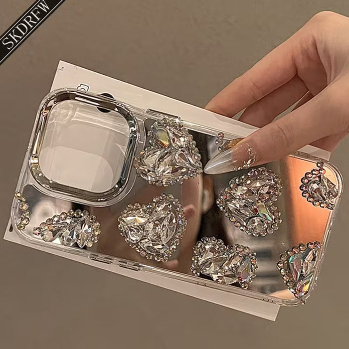 Funda para teléfono con espejo plateado brillante para iPhone 16 Pro Max