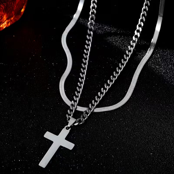 Collar de cruz de acero inoxidable de estilo Hip-Hop Punk Nooxian