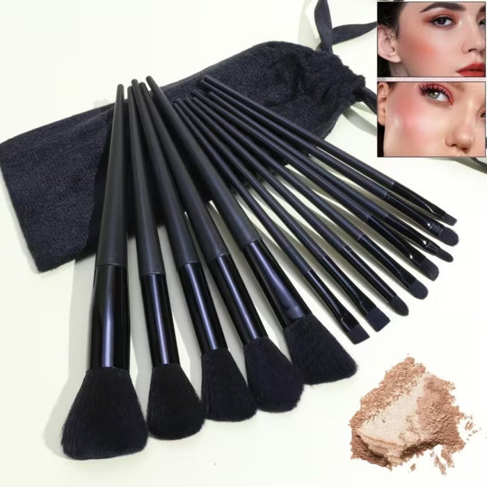 Set de 13 Brochas de Maquillaje Negro Todo en Uno con Brochas