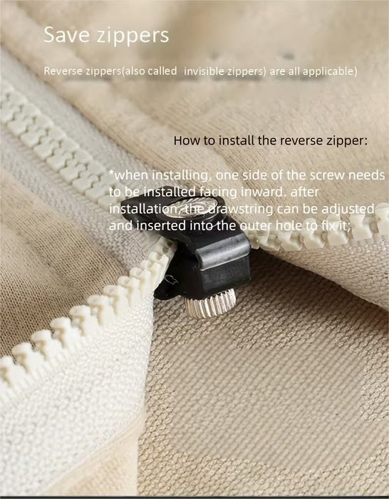 Herramienta universal para cremalleras, ideal para reemplazar piezas metálicas de cremalleras en mochilas, chaquetas y ropa