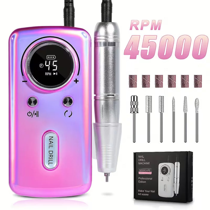 Torno Eléctrico Recargable de 45000 RPM para Uñas