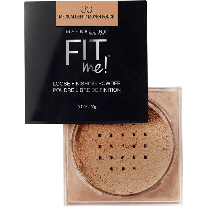 Maybelline Fit Me Polvos Sueltos Fijadores, Sin Aceite, en el tono 30 Medium Deep, 0.7 oz