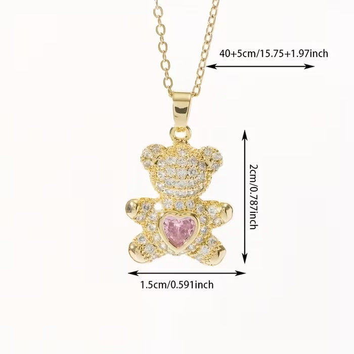 Collar con colgante de temática de oso dulce de mujer