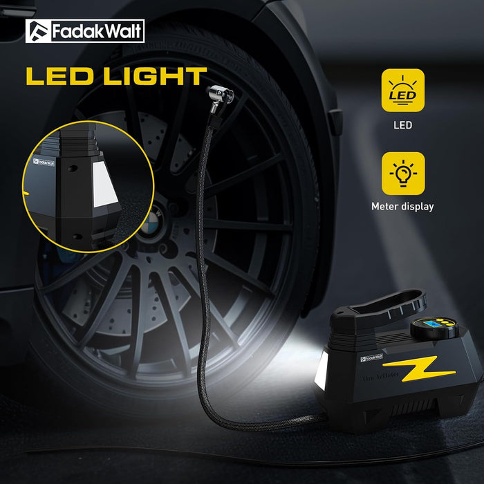 FADAKWALT Inflador de neumáticos, compresor de aire portátil, de 12 V CC con LED - Quierox - Tienda Online