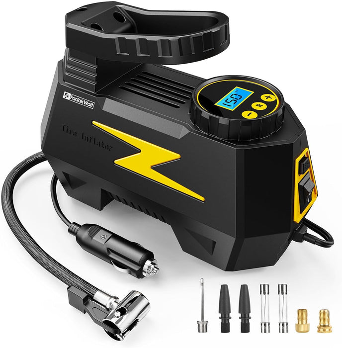FADAKWALT Inflador de neumáticos, compresor de aire portátil, de 12 V CC con LED - Quierox - Tienda Online