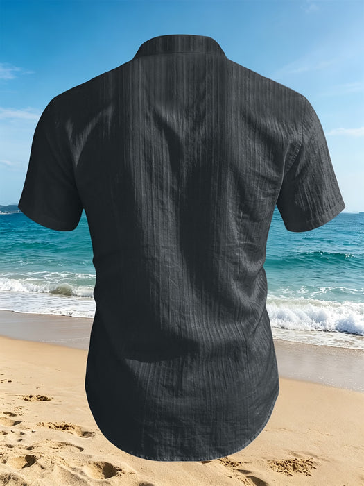 Camisa de manga corta para hombre, diseño de cuello alto de nicho