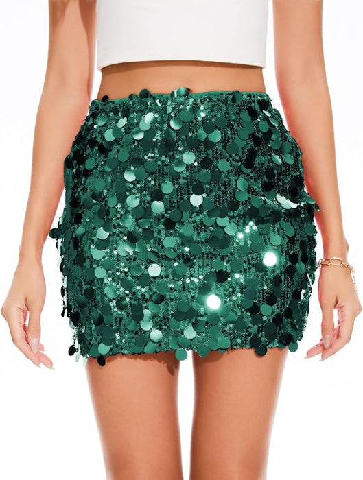 Falda de lentejuelas para mujer brillante, elástica y entallada - Quierox - Tienda Online