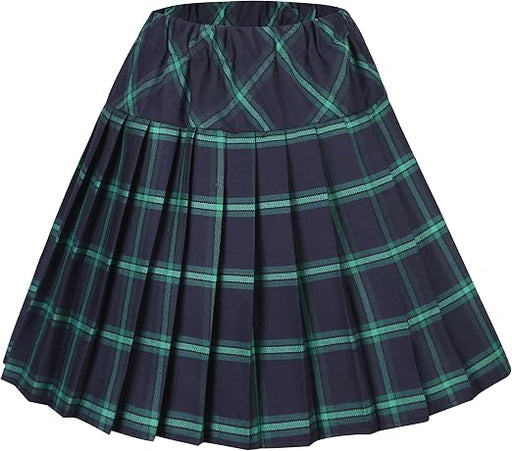 Falda escolar plisada de cuadros escoceses con cintura elástica para mujer - Quierox - Tienda Online