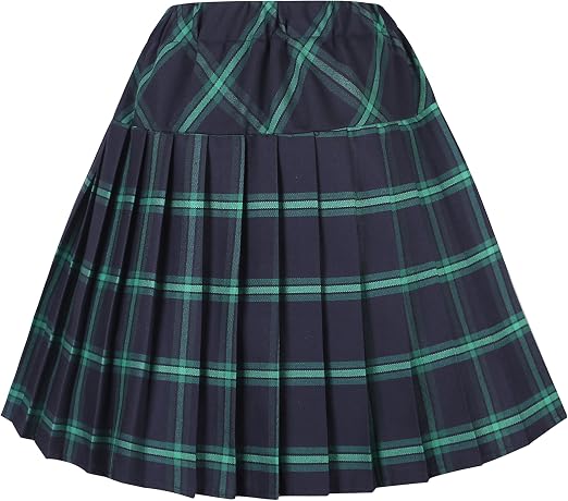 Falda escolar plisada de cuadros escoceses con cintura elástica para mujer - Quierox - Tienda Online