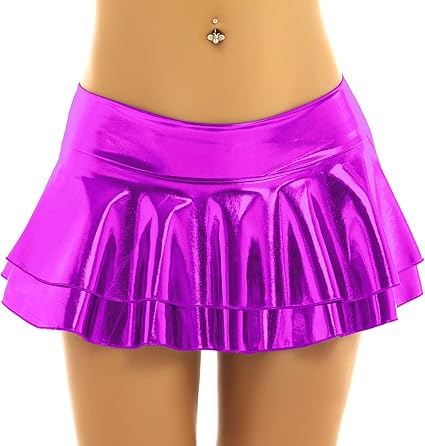 Falda metálica de látex para mujer, falda plisada para patinadora - Quierox - Tienda Online