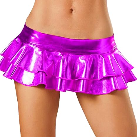 Falda metálica de látex para mujer, falda plisada para patinadora - Quierox - Tienda Online