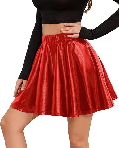 Falda mini plisada brillante Brezzistaxs, falda skater metalizada - Quierox - Tienda Online