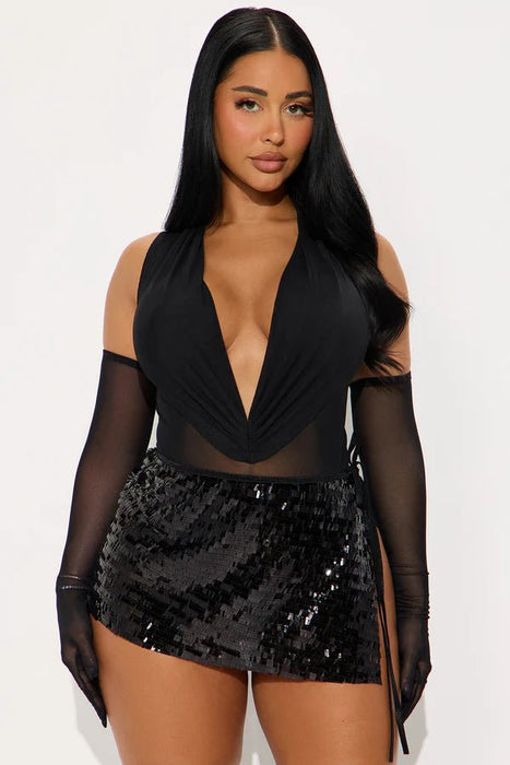 Fashion Nova Conjunto de body de malla y falda de lentejuelas Jinx para festivales y fiestas rave - Quierox - Tienda Online